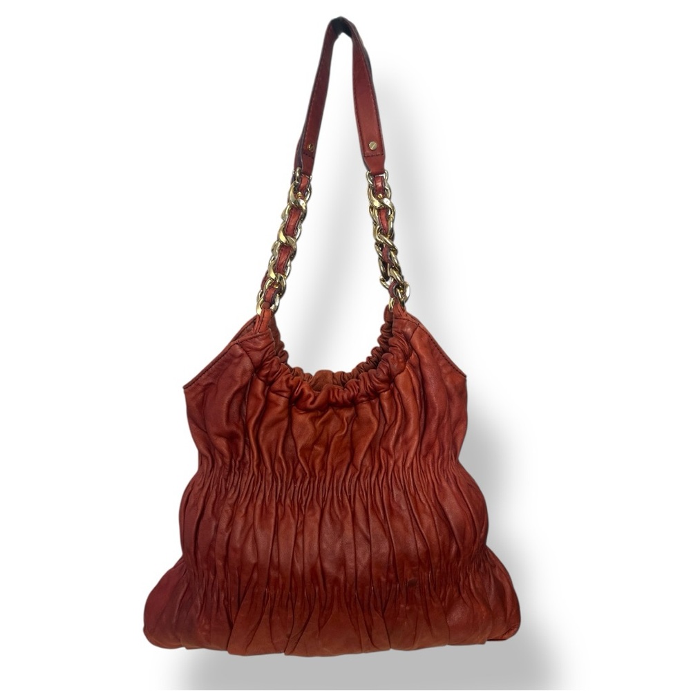 Y2K Cinched Soft Leather, Hobo Style Bag